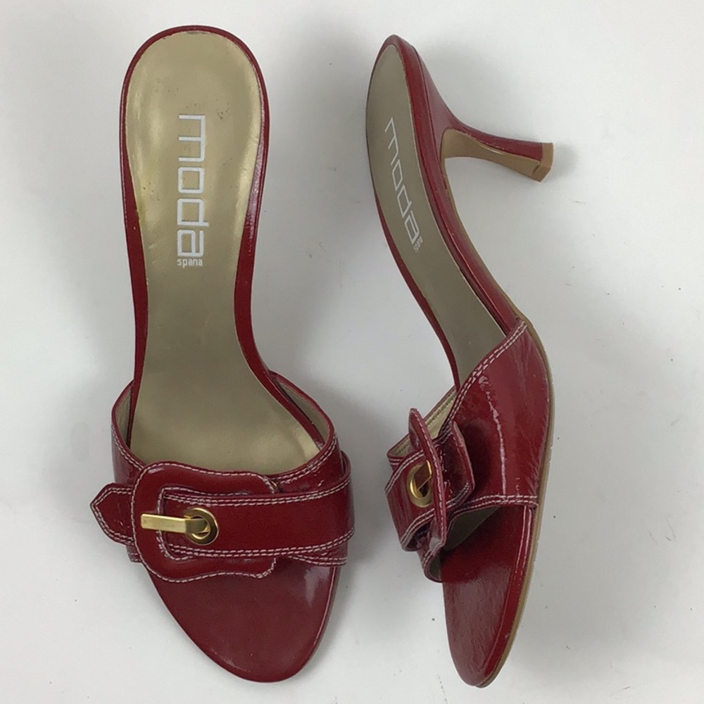 MODA Spana | Red Patent Leather Mules - Picture 2 of 10